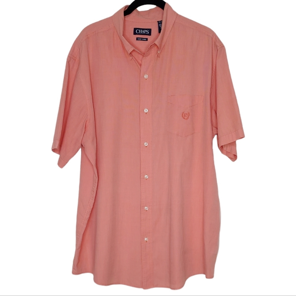 Chaps Men XL Easy Care Button Down Short Sleeve Shirt